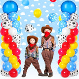 2 Sets Toys Inspired Balloon Column Stand Kit Cartoon Game Cow And Cloud Pattern Yellow Red Blue White Latex Ballloons For Inspired Party Themed Birthday Baby Shower Decorations