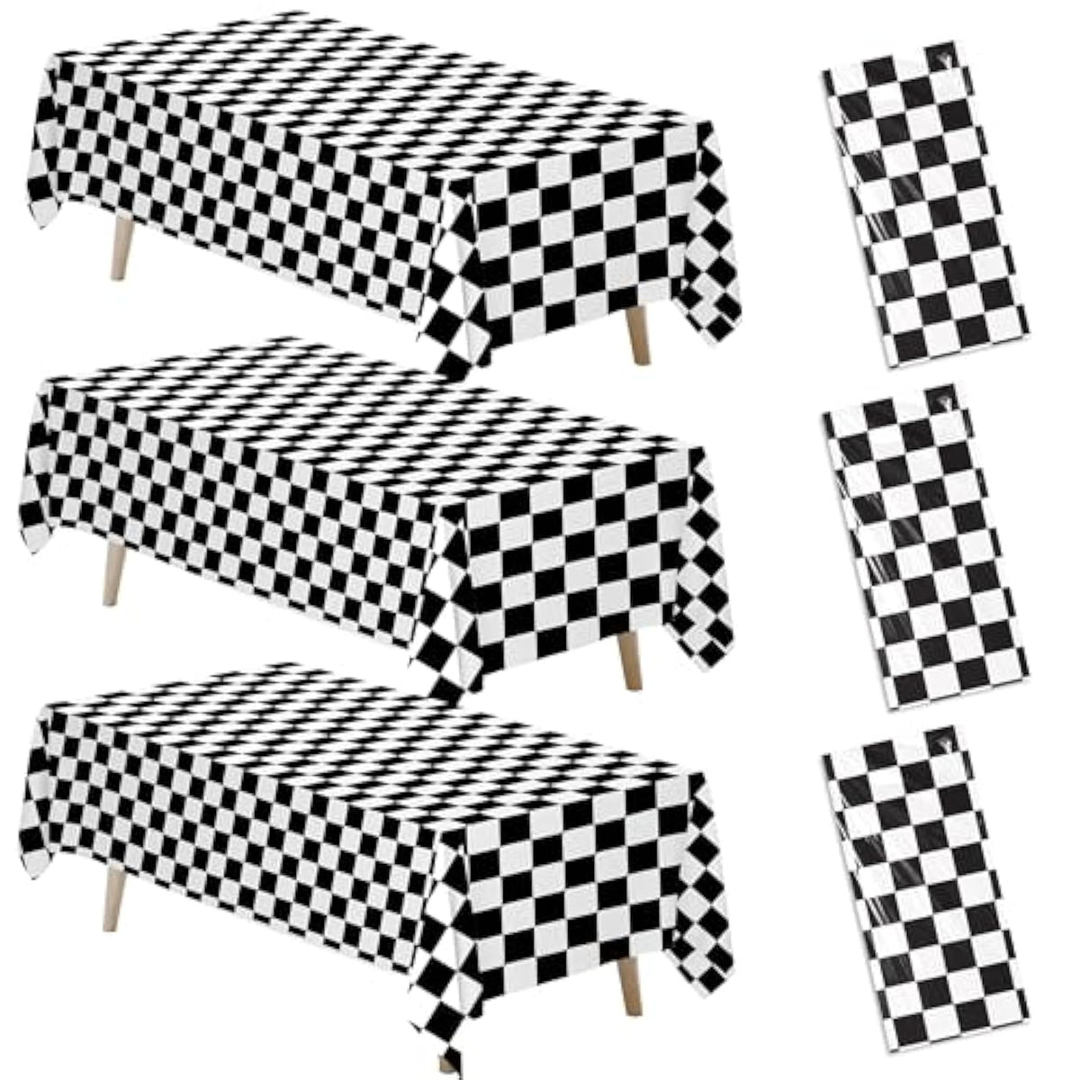 Racing Party Table Cover, 3Pcs Boy Race Car Birthday Tablecloth, Disposable Plastic Table Cover For Fast One Or Two Fast Theme, Kids Racing Party Decorations, 86In X 55In