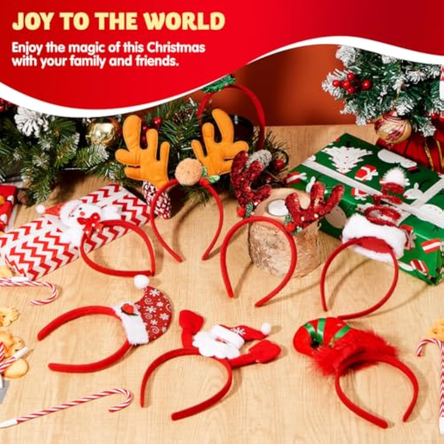 8 Pcs Christmas Headbands Head Hat Toppers Costume Accessories For Kids Girls Boys Christmas Parties Xmas Holiday Party Favors Photo Booth