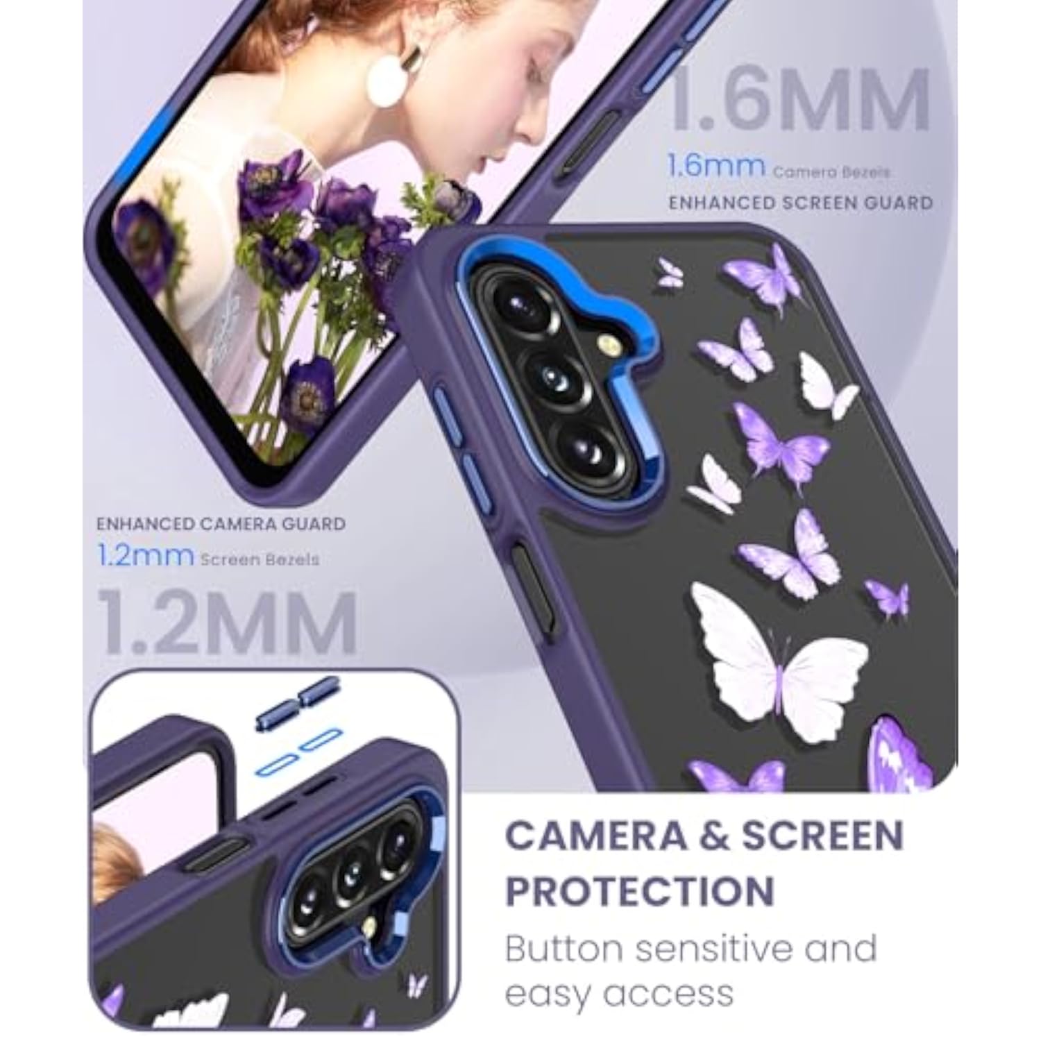 Clear Crystal Flower Pattern Phone Case for Samsung Galaxy A17 and A18
