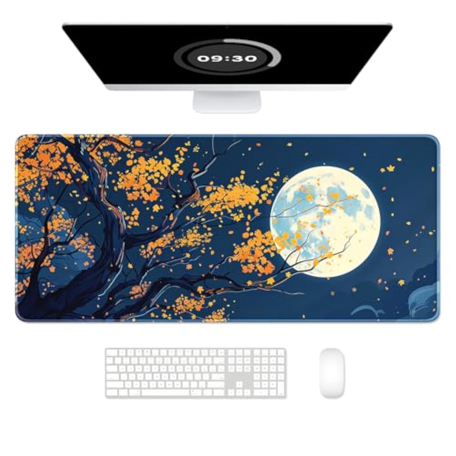 Large Gaming Mouse Pad, Nature Theme Xxl 35.4 X 15.7 In Desk Pad Stitched Non-Slip Rubber Long Computer Mousepad Thin Extended Full Size Desk Mat For Desktop Laptop Wireless Mice, Maple