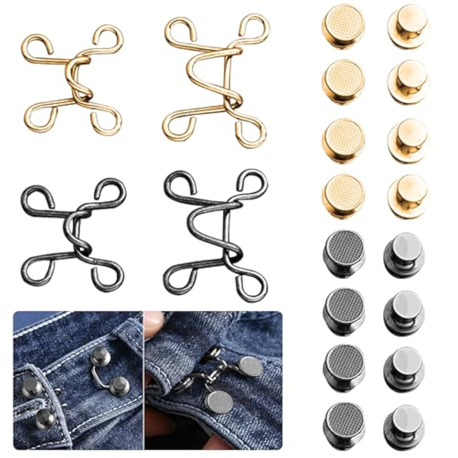 4 Sets Adjustable Nail-Free Waist Buckles,  Adjustable Waist Buckle Ex