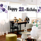 Happy 21St Birthday Decorations,21St Purple Balloon Large Birthday Hanging Banner Sign,21 Years Old Bday Party Supplies.