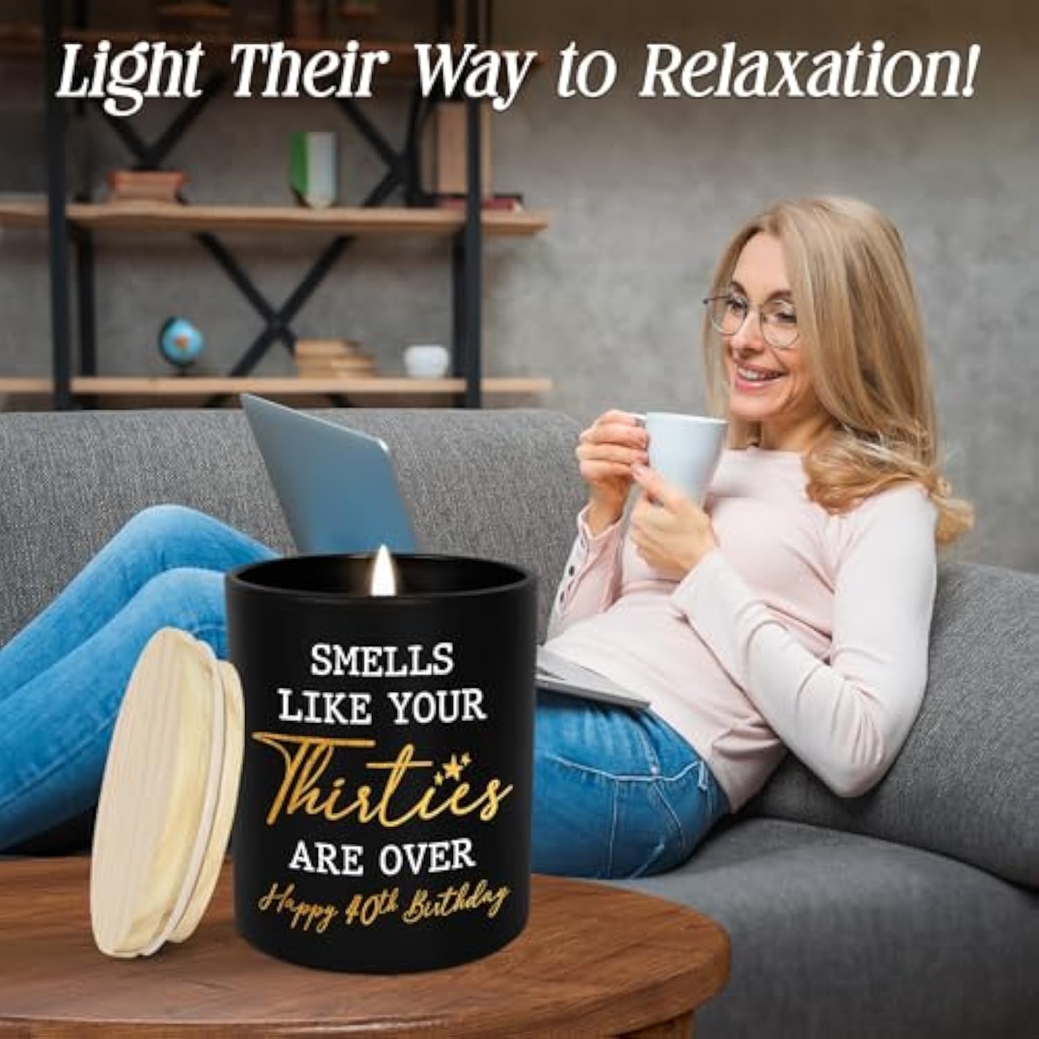 Christmas 40Th Birthday Gifts Men Women - Forty Vanilla Lavender Candle 10Oz - 1985 40Th Birthday Decorations For Men Women, 40 Year Old Bday Gifts For Friend Sister Wife Husband