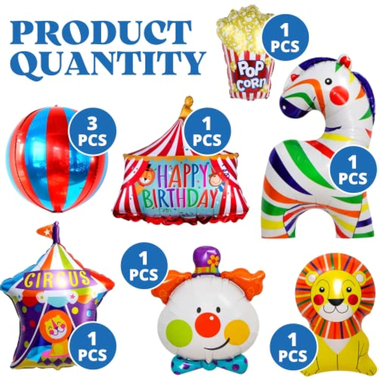 9Pcs Carnival Foil Balloons Animal Carnival Theme Party Decorations Circus Balloon Bouquet For Birthday Party Decorations Circus Decorations Festival Party
