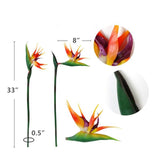 Large Bird Of Paradise 32 Inch Permanent Flower,Uv Resistant No Fade Flower Part Is Made Of Soft Rubber Pu,Artificial Flower Plants For Home Office 2 Pcs (Orange Red)