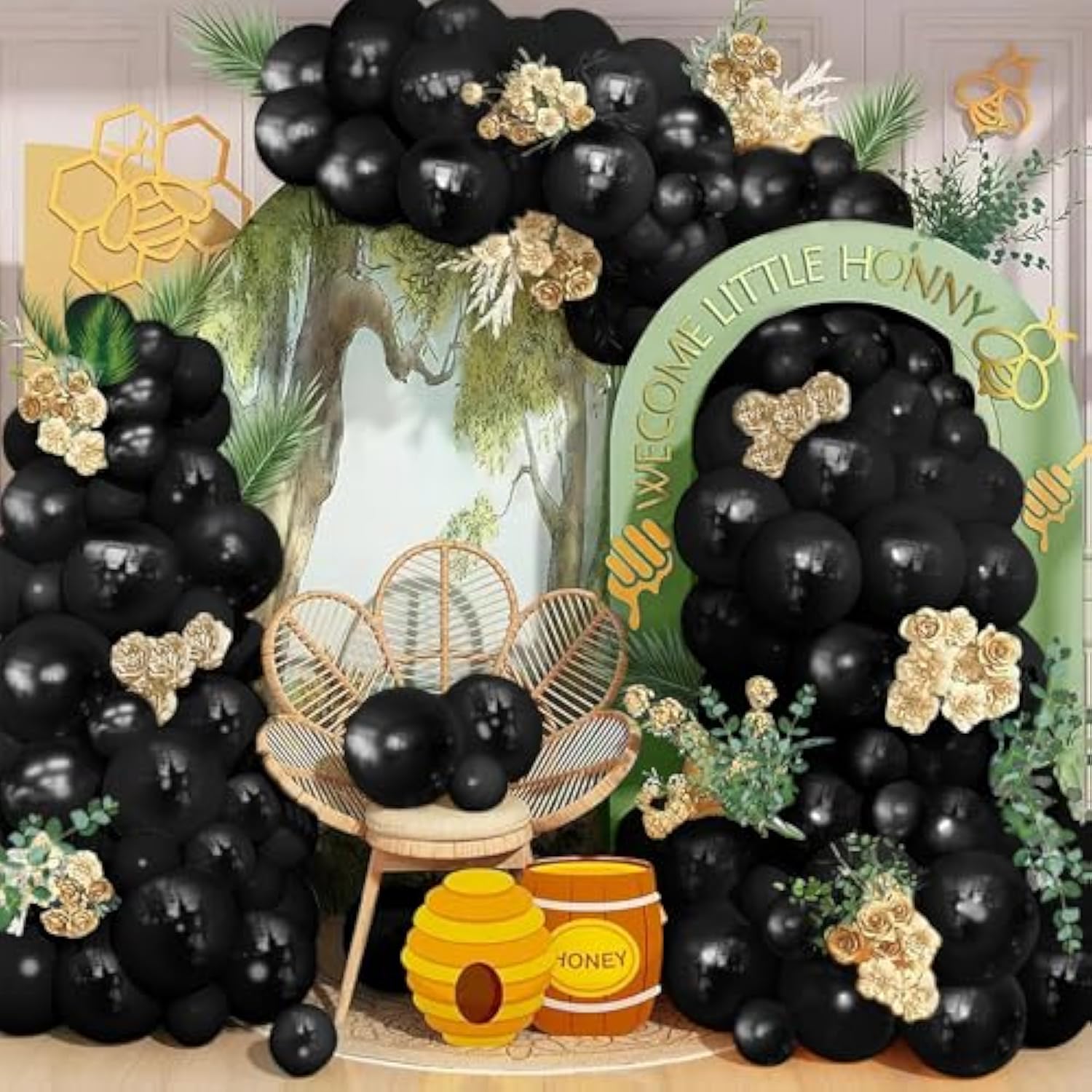 110Pcs Black Balloons Different Sizes 18/12/10/5 Inch, Matte Black Lat