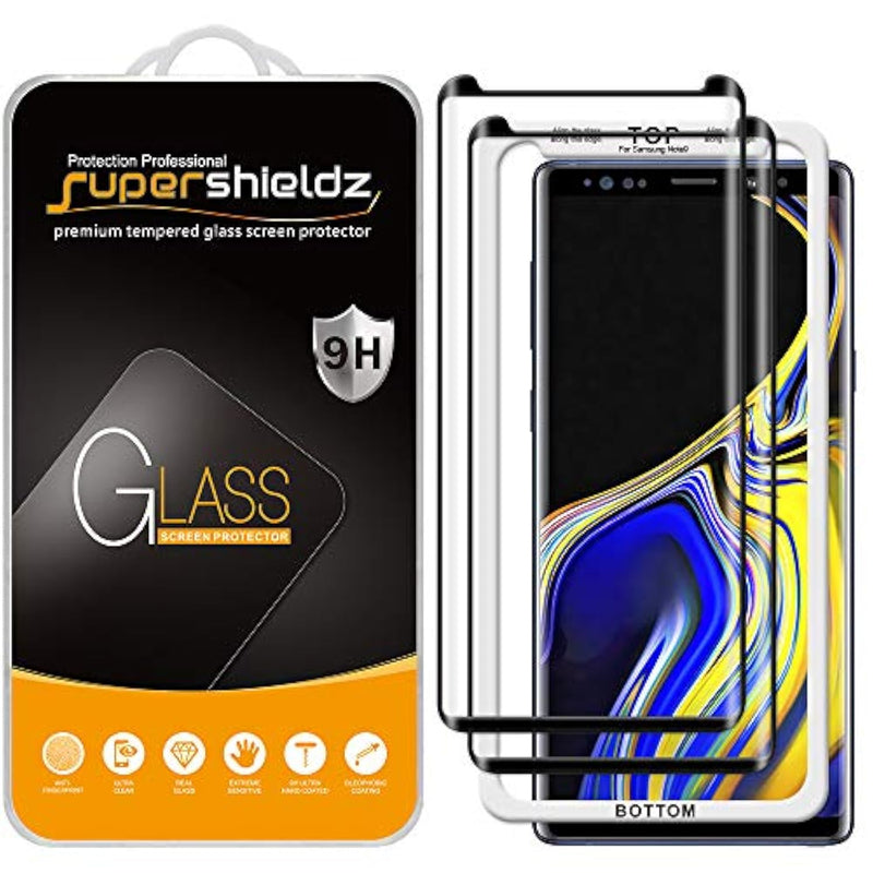 (2 Pack) Designed For Samsung Galaxy Note 9 Tempered Glass Screen Protector With (Easy Installation Tray) Anti Scratch, Bubble Free (Black)