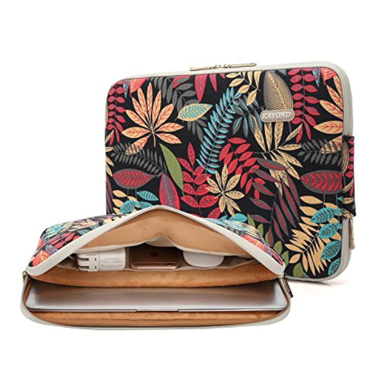 KAYOND Canvas Water-Resistant for 13-13.3 Inch Laptop Sleeve Case Bag (13-13.3 Inches, Forest Series Black)