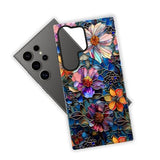 Case for Samsung Galaxy S24 Ultra,Colorful Floral Flower Art Phone Case Drop Resistant Glossy 2 in 1 Solid Dual-Layer Cover for Girl Women