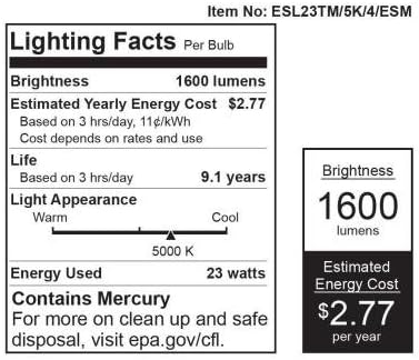 100W Equivalent Spiral CFL Light Bulbs 5000K Daylight Energy Saving Compact Fluorescent 4 Pack