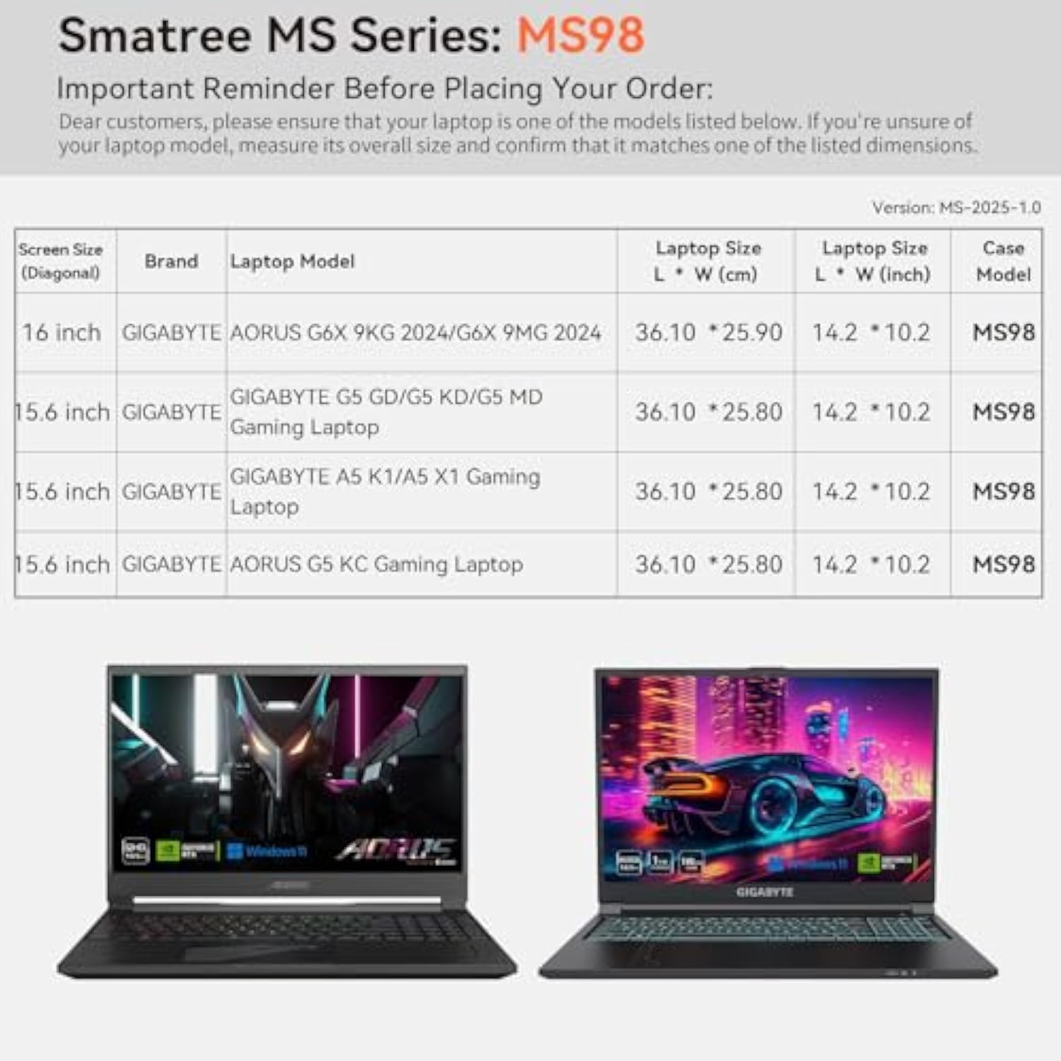 Smatree MS98 Hard EVA Protective Sleeve with Stand Compatible for 16 inch GIGABYTE AORUS G6X 9KG 2024/G6X 9MG 2024, for 15.6 inch G5 GD/G5 KD/G5 MD, for GIGABYTE A5 K1/A5 X1/G5 KC Gaming Laptop
