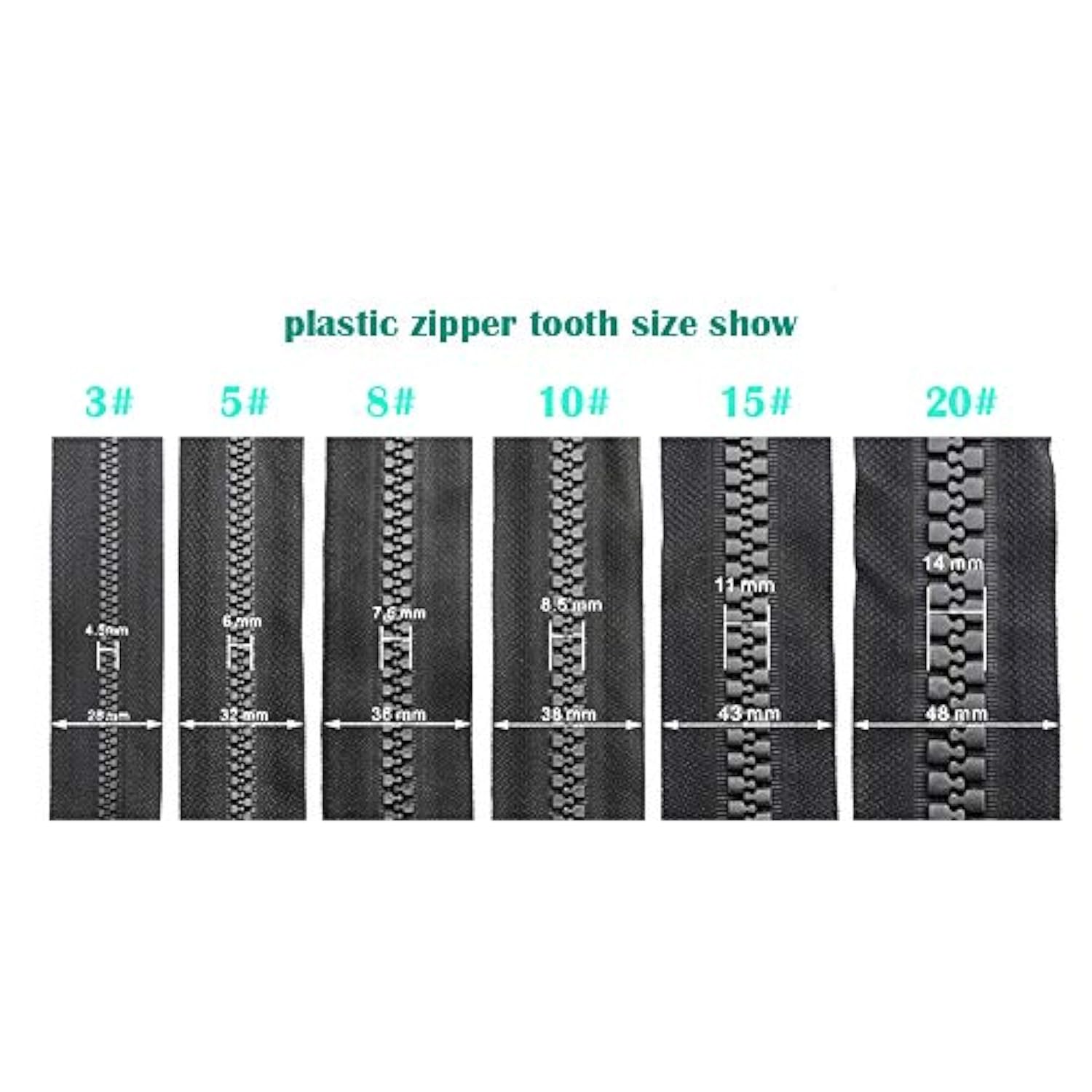 Super Large Plastic Zipper Size 20# Heavy Duty Zippers 10 In Long With