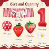 Strawberry First Birthday High Chair Banner Mylar Balloons Strawberry First Birthday Decorations Sweet One Party Supplies Photo Prop