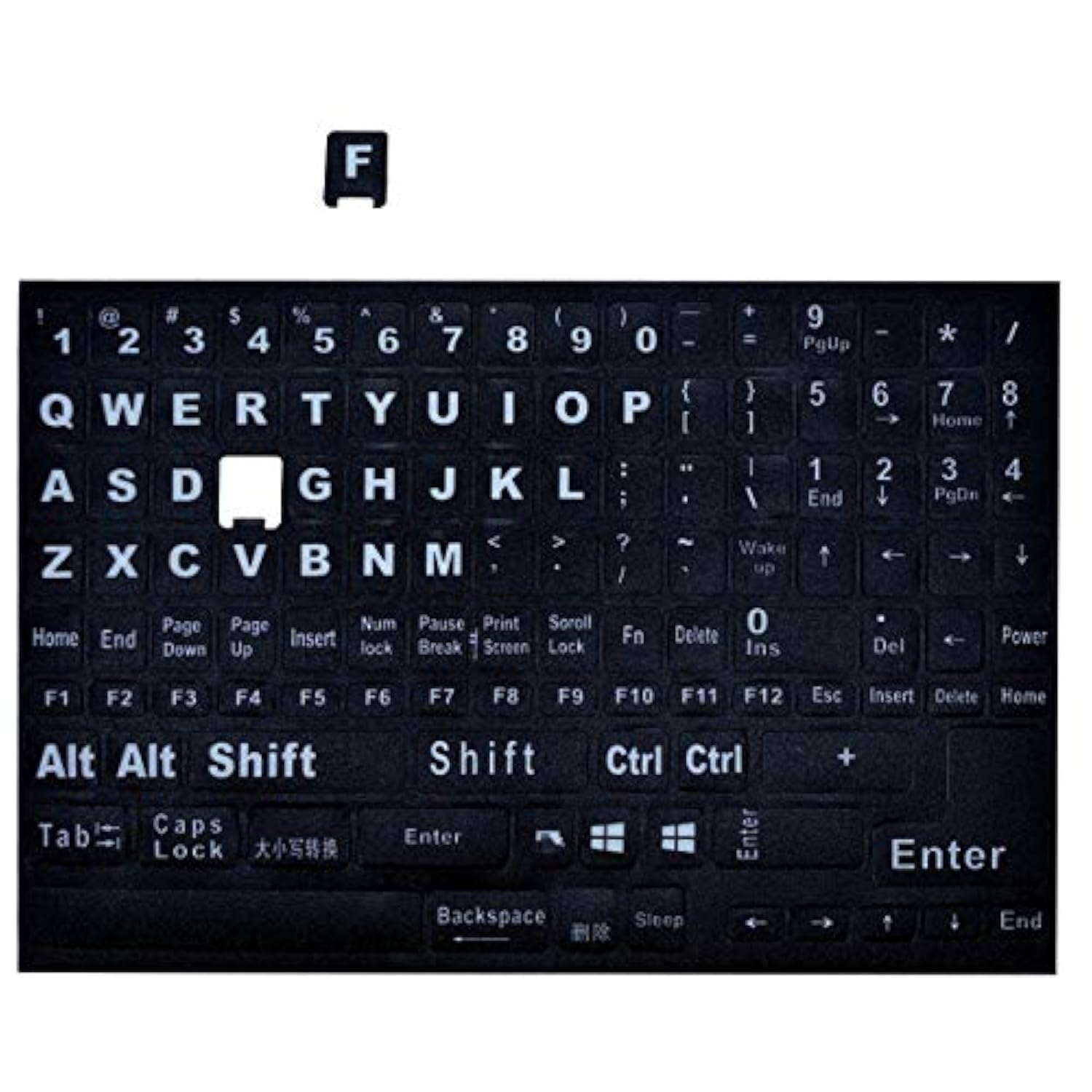 2Pcs English Keyboard Stickers,English Keyboard Replacement Sticker With Black