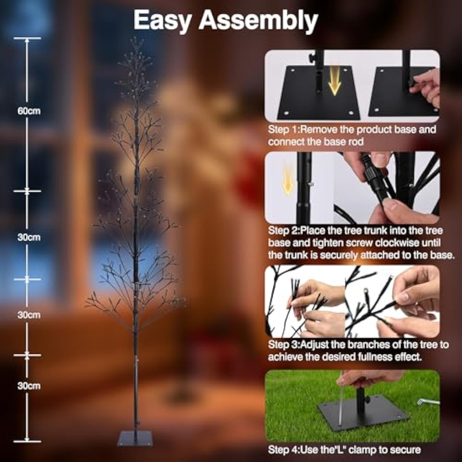 4.9 Ft Christmas Outdoor Artificial Tree With Lights - 216 Led Pre Lit Christmas Decoration Tree Lights With Timer,Includes 27 Led Flashing Bulb,For Holiday Displays (Warm White)