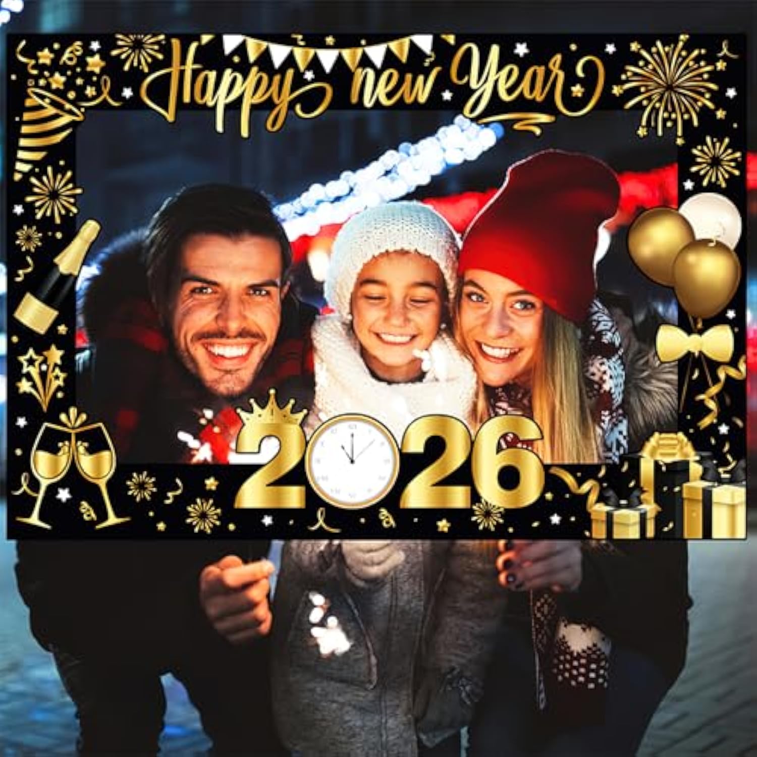 New Year 2026 Photo Booth Props Frame NYE Party Supplies