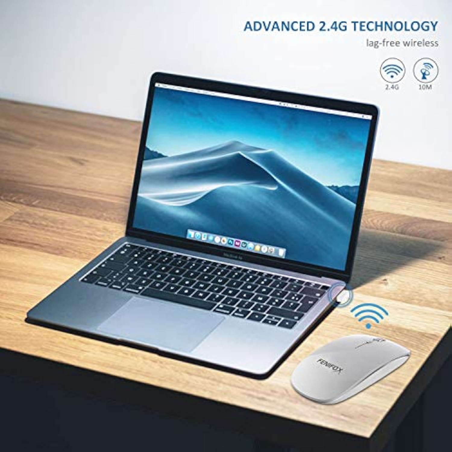 Wireless Mouse,2.4G Usb Slim Mouse Receiver Portable Ergonomic Travel Quiet Mi