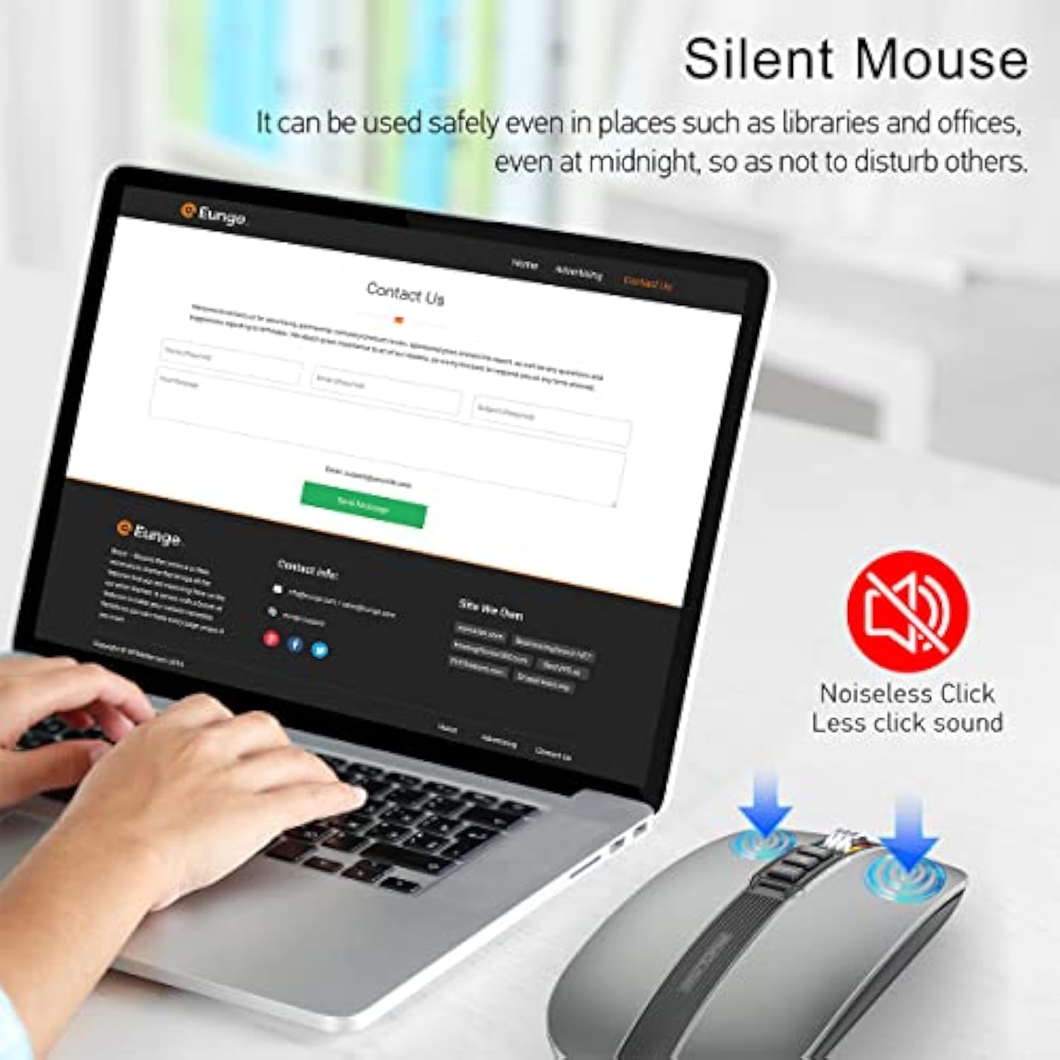 Bluetooth Mouse For Laptop,Slim & Silent Wireless Travel Mice Usb C Rechargeab