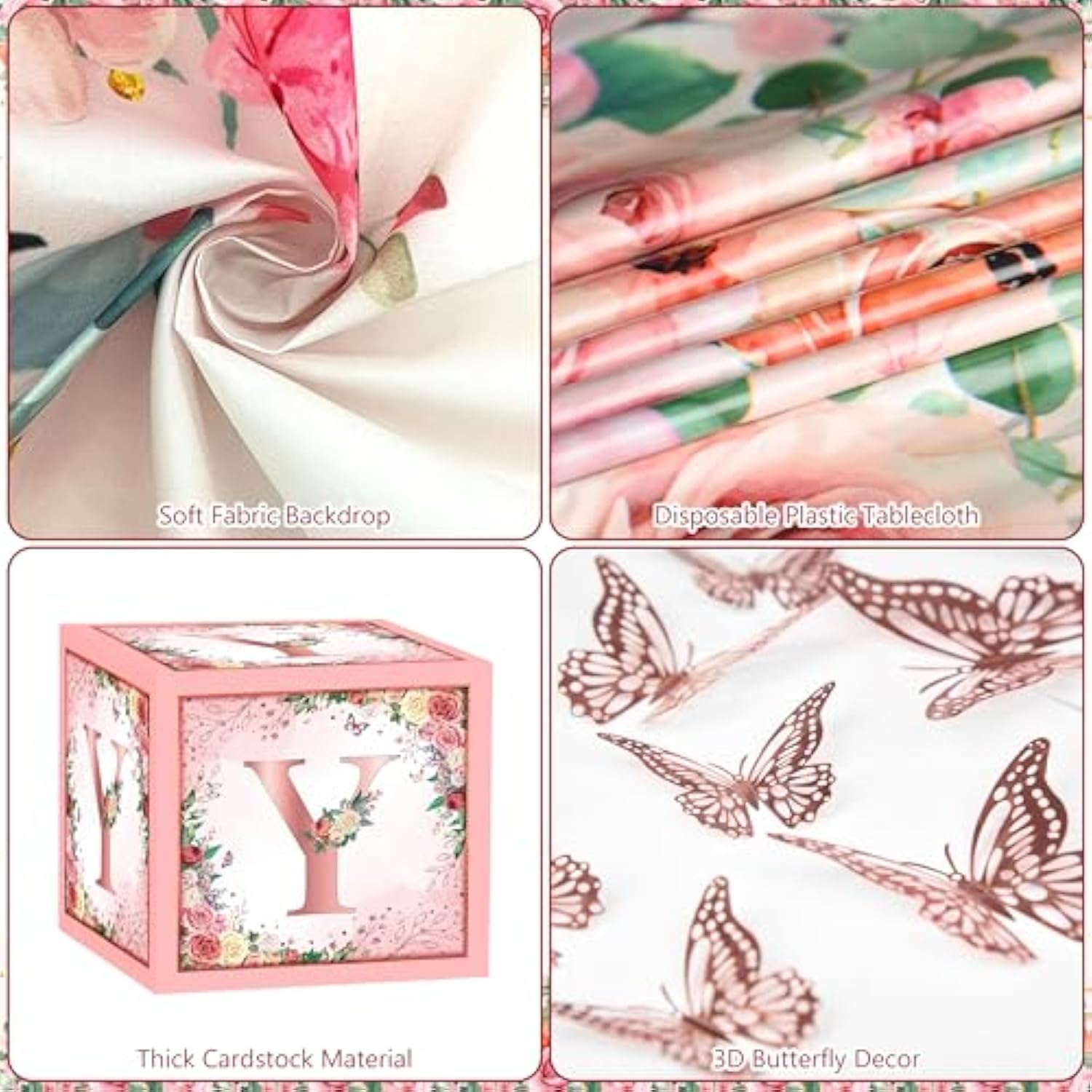 Baby Shower Decoration For Girl Baby Girl Pink Rose Gold Baby Shower Decoration Floral Gender Reveal Party Supplies With It'S A Girl Backdrop Balloon Arch Baby Box With Letter Butterfly Sticker