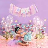 Mermaid 1St Birthday High Chair Banner - Under The Sea First Birthday Party Decoration, Mermaid Theme One Party Banner, Cake Smash Photo Props For Girl