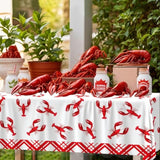 4Pcs Crawfish Tablecloth Birthday Party White And Red Crawfish Table Covers 51 X 86 Rectangle Lobster Table Cloth For Birthday Party Baby Shower Wedding Decoration Supplies