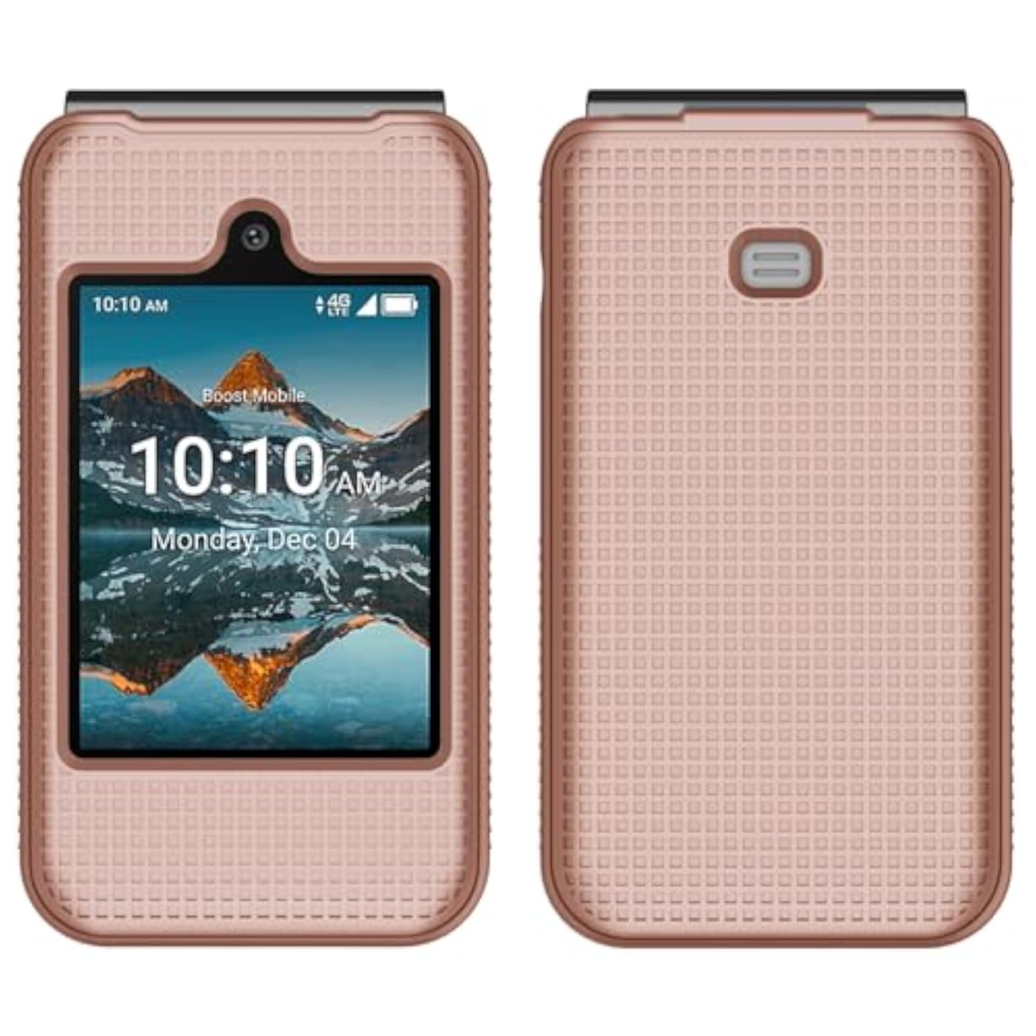 Grid Series for Consumer Cellular Iris Easy Flip Phone Case, Rose Gold Pink