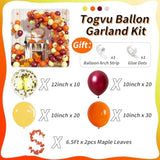 Fall Balloon Arch Kit: Orange, Burgundy, Gold Balloons with Maple Leaves