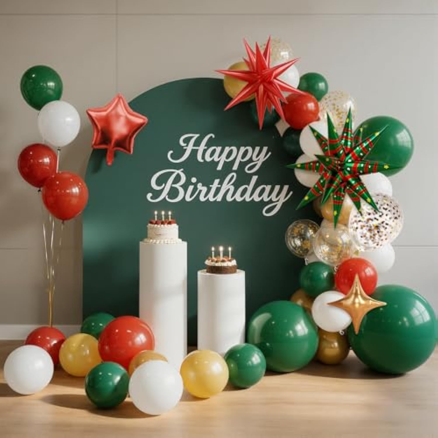 68Pcs Christmas Balloons 12 Inch Red Green Gold Balloon For Christmas Party Decorations Holiday Decor Xmas Photo Booth Backdrop Supplies