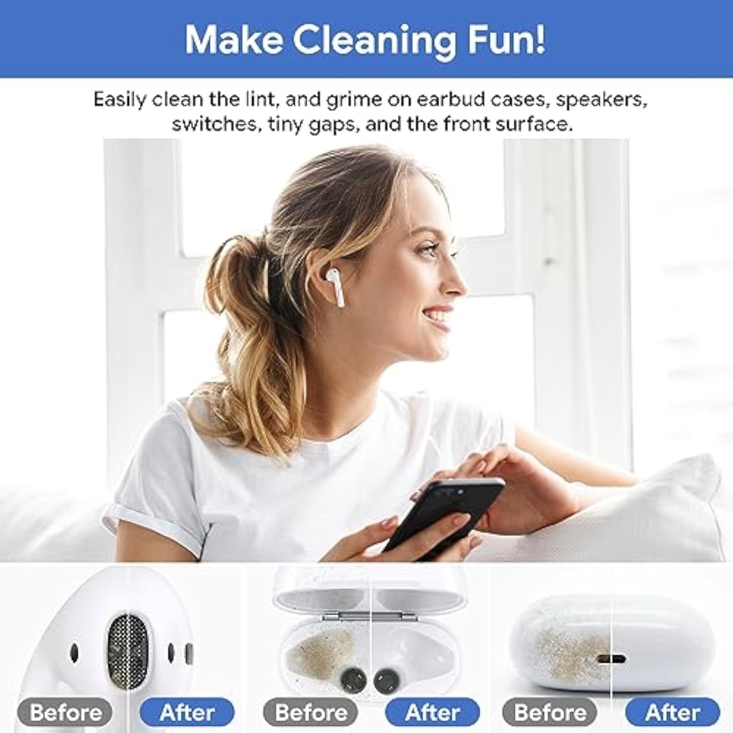 Iphone Cleaning Kit Iphone Cleaner,12 In 1 Port Cleaner Repair & Restore Tool For Airpod Iphone 16 15 14 13 12 Pro Max Ipad Samsung Etc,Phone Cleaning Kit For Lightning And Usb C Charging Port, Cables