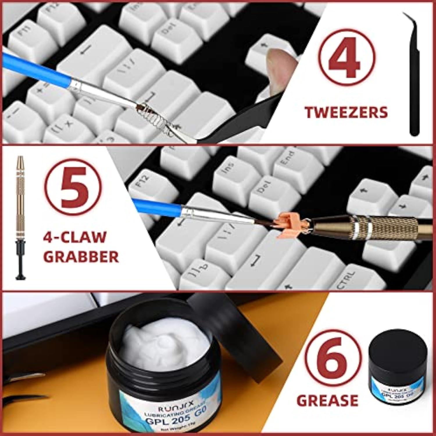 Runjrx Keyboard Lube Kit Gpl 205G0 0.53Oz/15G For Mechanical Keyboard Lube, Sw