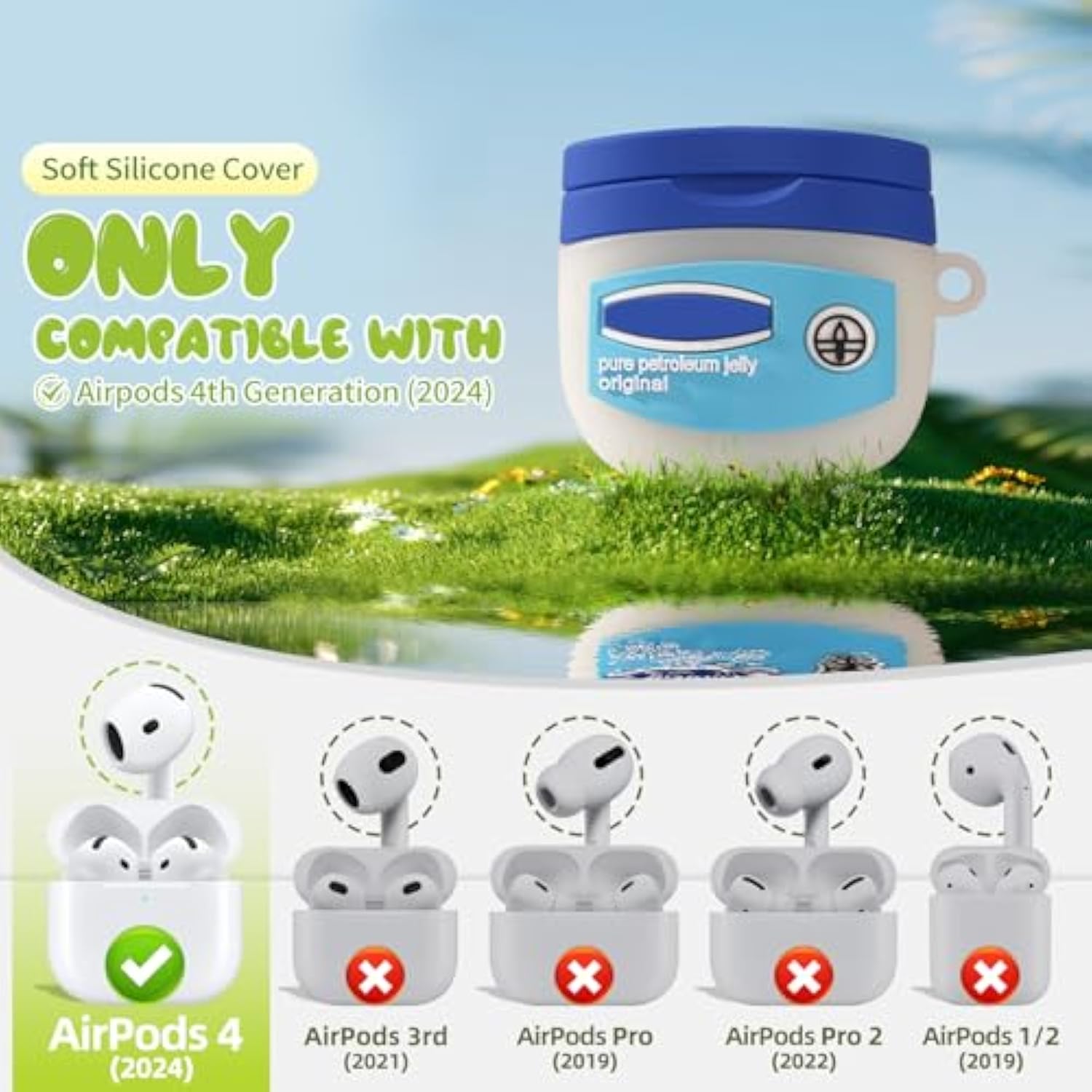 Cute For Airpods 4 Case Cover 2024 With Cleaning Kit,Funny Cartoon Kawaii For Airpods 4Th Generation Case Soft Silicone Case For Apple Airpods 4 Accessories With Keychain For Women Men Girls Boys
