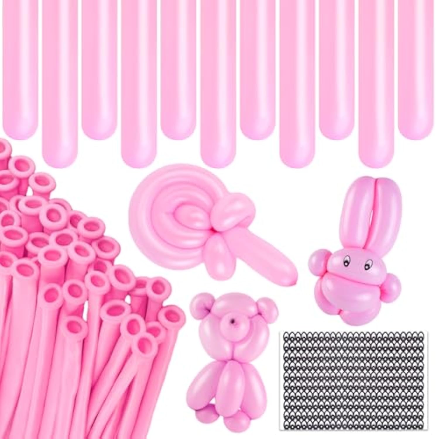 Pink 260 Long Balloons, 100 Pcs Animals Twisting Balloons For Girl Women Birthday Engagement Wedding Baby Shower Princess Theme Party Decor