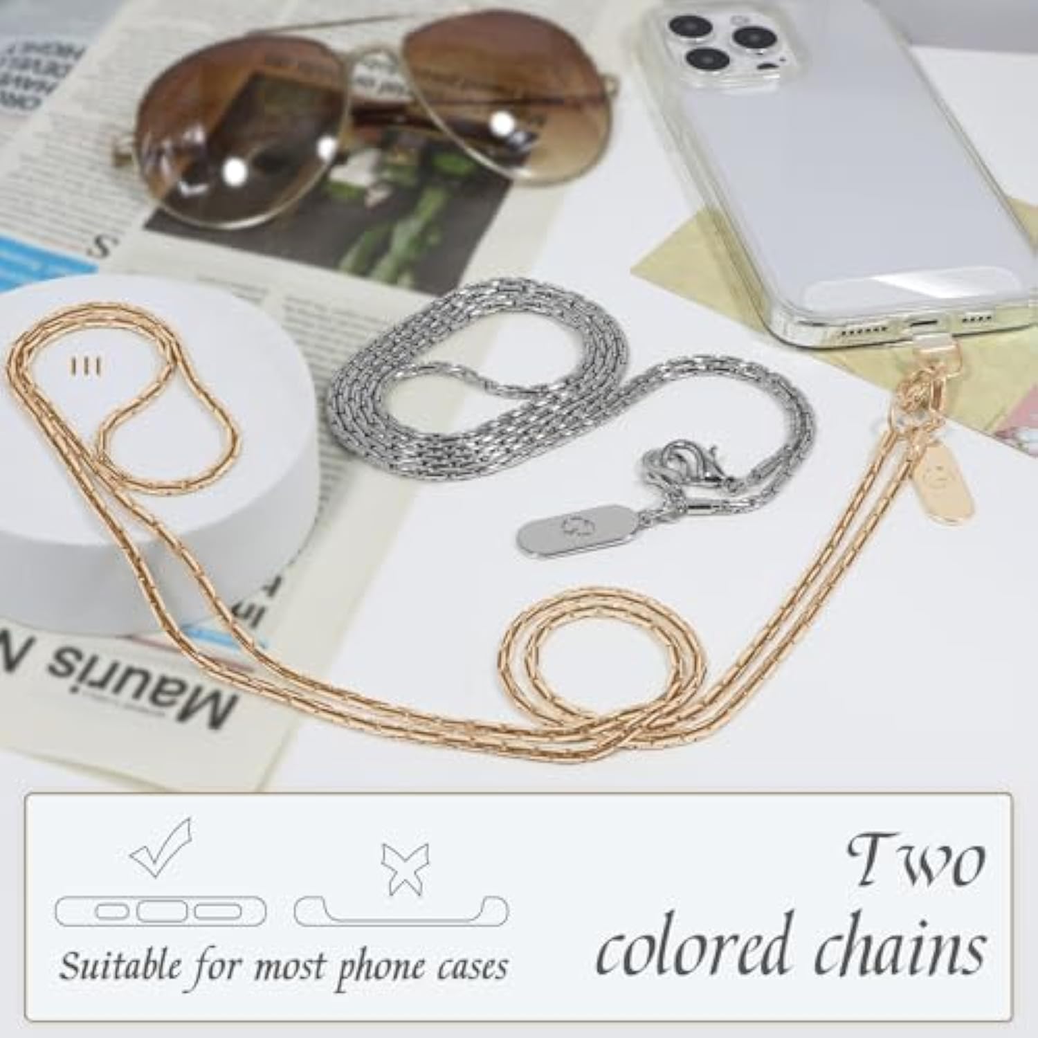 Crossbody Phone Strap Detachable Phone Chain Strap Crossbody Phone Lanyard Chain For Women Gold