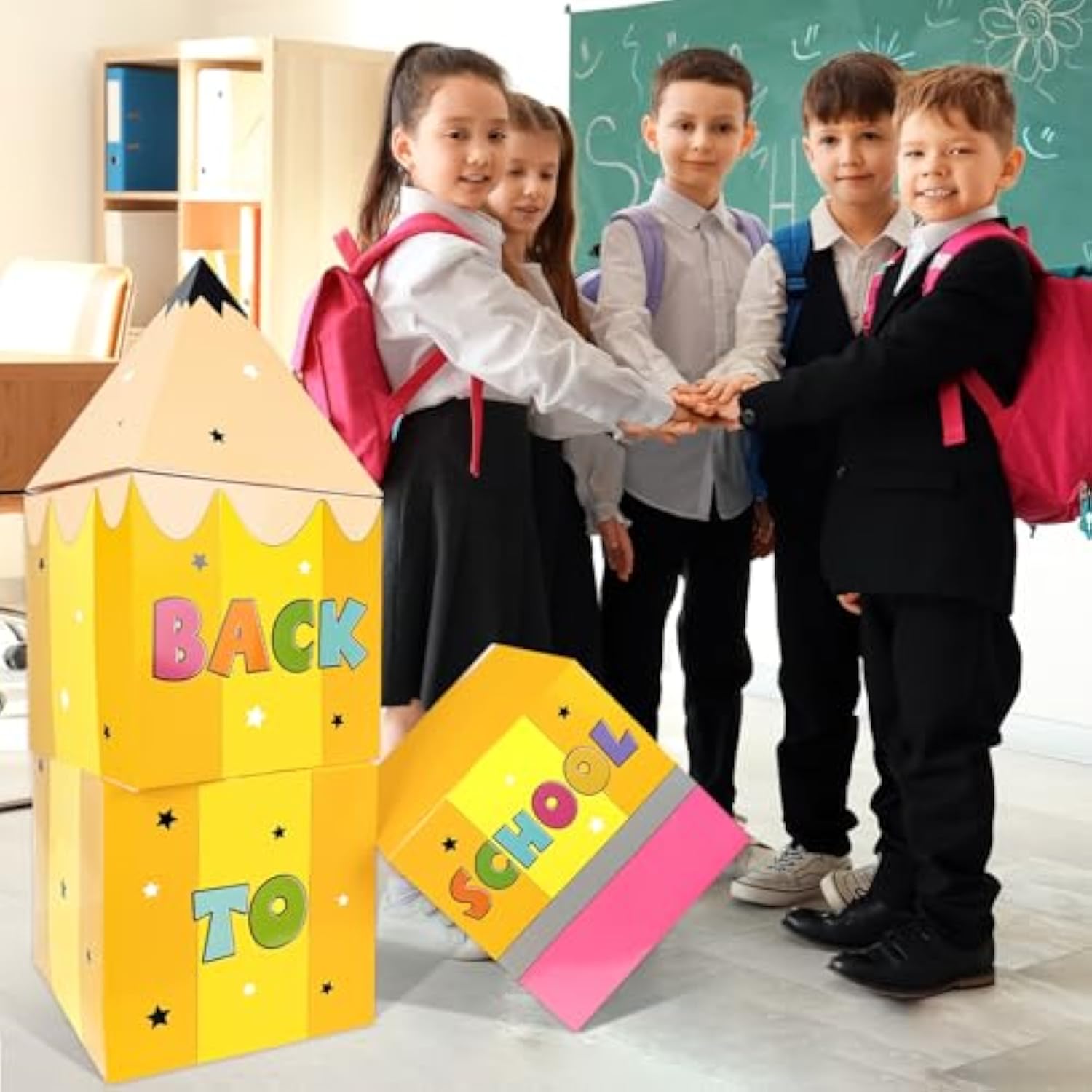 Welcome Back To School Decorations 4Pcs Big Pencil Boxes For First Day Of School Classroom Decorations New Term Begins Party Supplies