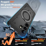 Military-Grade Magnetic Protective Cover for Samsung Galaxy S26, 2-Pack HD Screen Protectors, Rotating Kickstand & Anti-Fingerprint Design, Compatible with Mag-Safe, Black