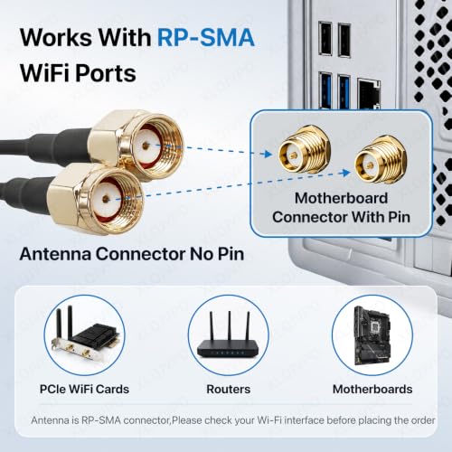 Laptops Wifi 7 Antenna 2T2R Wifi6 Dual Band 2.4Ghz 5Ghz 6Ghz Rp-Sma For Msi Z790 Z790-A X670 X670E B760 B760M Z690 X570 B550 B460I B550I Motherboard Wi-Fi 6E For Pc Desktop Computer