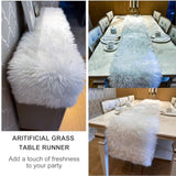 Christmas Table Runner,Faux Fur Table Runner,White Fur Table Runners Decoration For Xmas Wedding Birthday Friendsgiving Party Winter Dining Table(11.8 X 23.6 Inch)