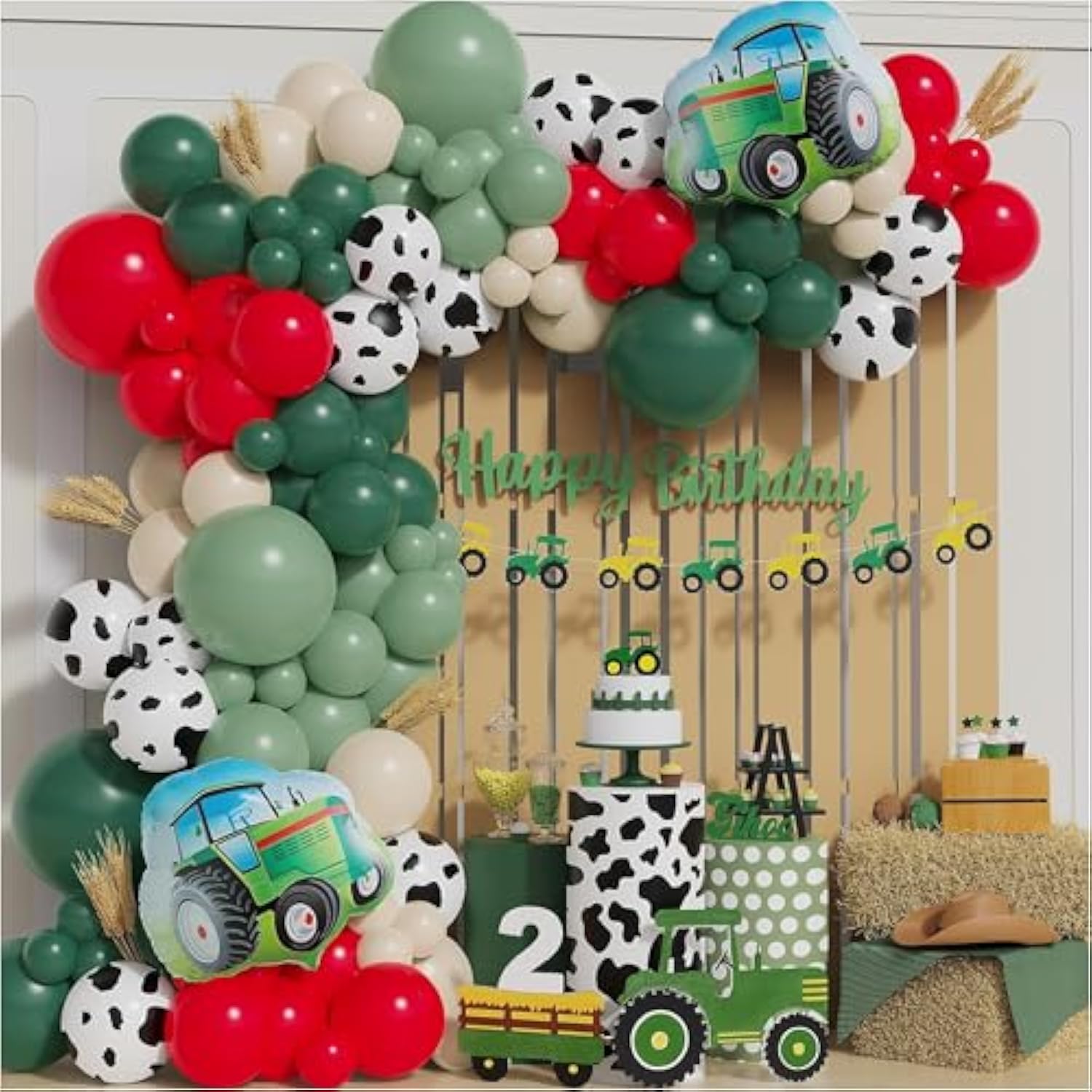 Farm Tractor Birthday Party Supplies 137 Pcs Tractor Balloon Garland A