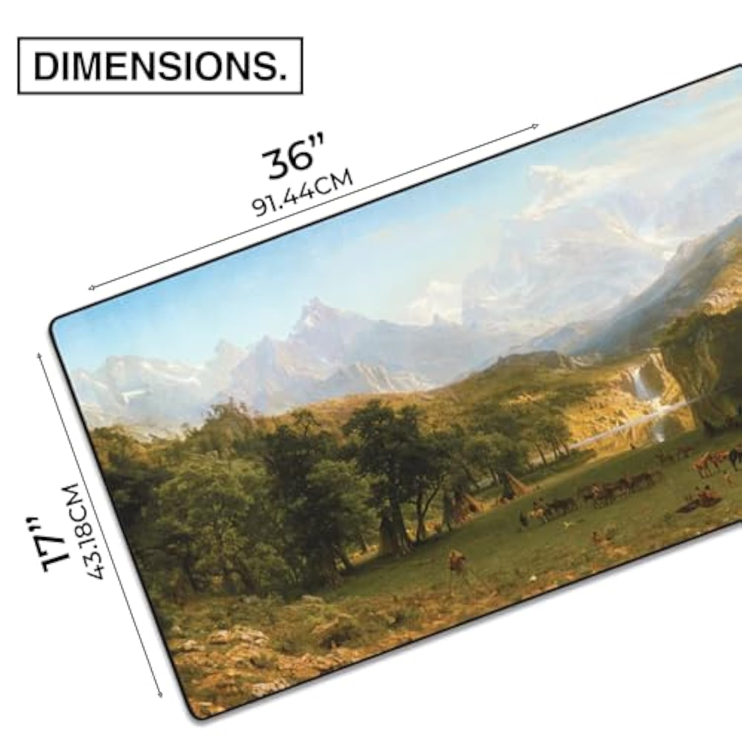 Western Large Gaming Desk Pad - 36" X 17" Duraglyde Fabric Landers-Peak Desk Mats - Non-Slip, Washable, Smooth Glide For Precision Gaming & Work