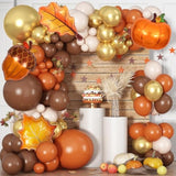 Fall Balloon Arch Kit 130PCS Thanksgiving Pumpkin Balloons for Autumn Baby Shower Party