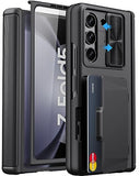 for  Galaxy Z Fold 5 Case with Card Holder & Slide Camera Cover, Built-in Screen Protector & Hinge Protection, Shockproof Durable Wallet Phone