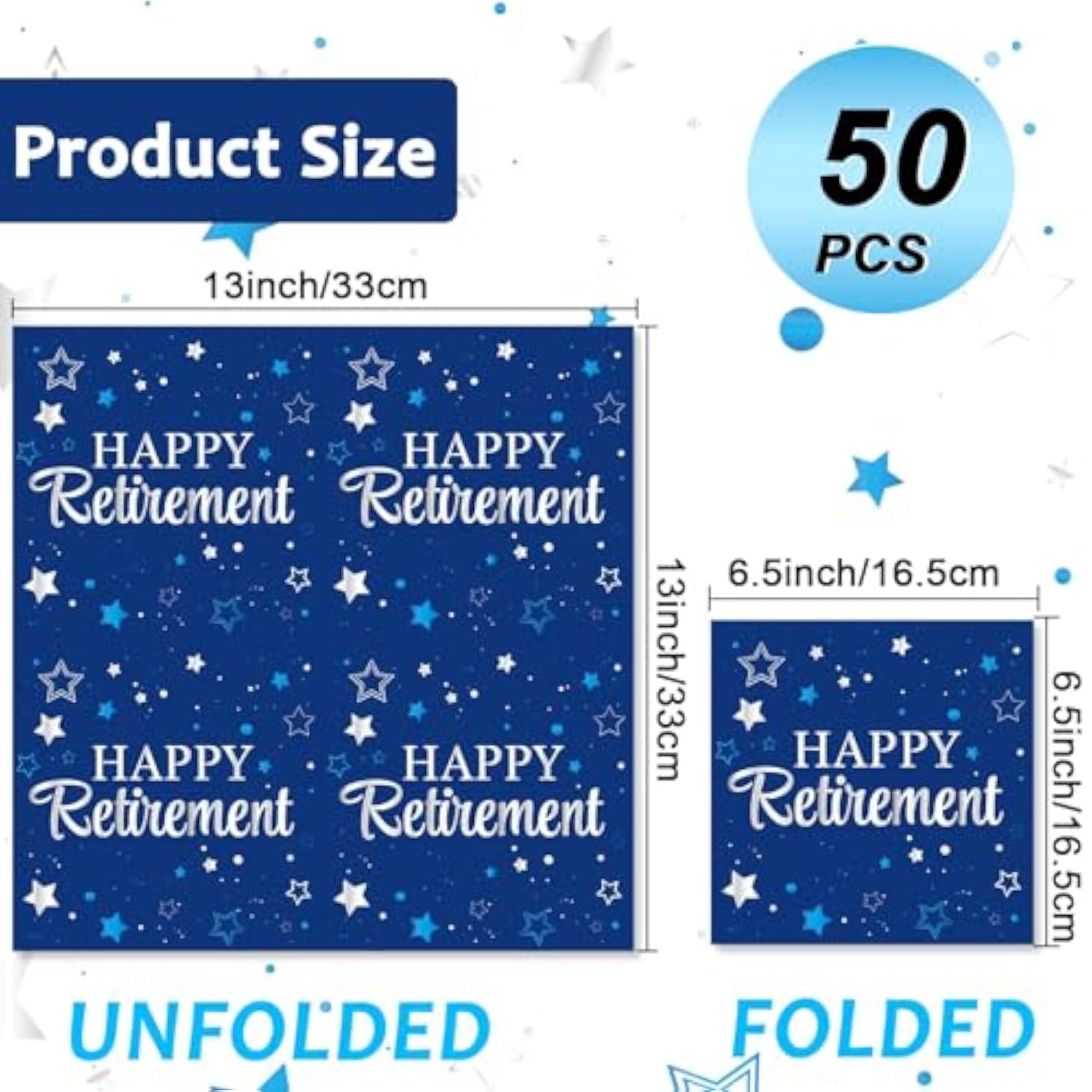 50 Pack Retirement Paper Napkins Retirements Party Decorations Happy Farewell Celebration Supplies We Will Miss You For Retired Decor Favors Blue And Silver Teacher
