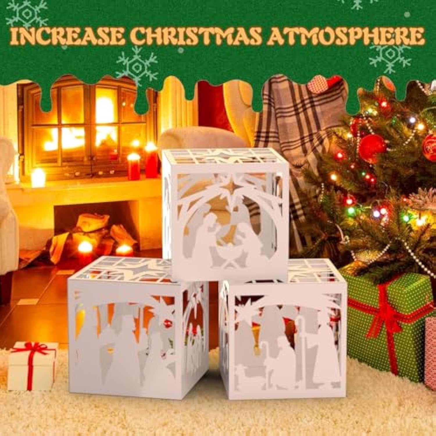 3 Pcs Christmas Jesus Balloon Boxes Christmas Jesus Balloon Box With Led Lights Transparent Hollow Christmas Balloon Boxes Decoration For Winter Holiday Party Supplies