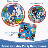 Sonic Birthday Party Decorations - 16 Guests - Sonic Plates and Napkins - 16 Dinner & 16 Cake Plates, 16 Napkins, Checklist - Party Supplies