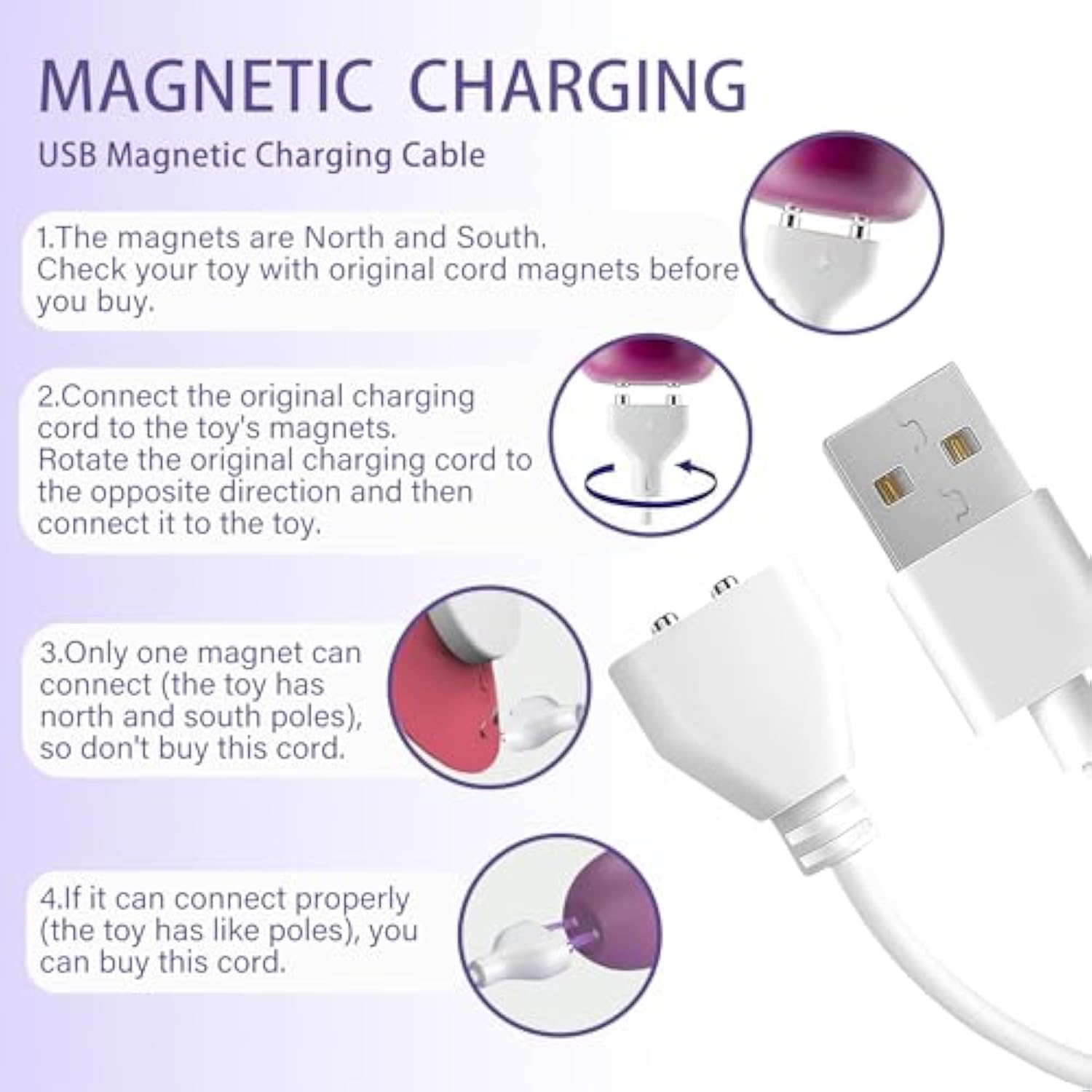 2 Pack 6Mm Magnetic Usb Dc Charger Cable Sex Toy Charger For Vibrators Dildos Adult Toys Massagers Usb To Dc Adapter For Vibrator Chargers, Wand Chargers