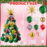 2 Christmas Tree Balloon Stand Kits with Candy Foil Balloons and Gold Star Decor