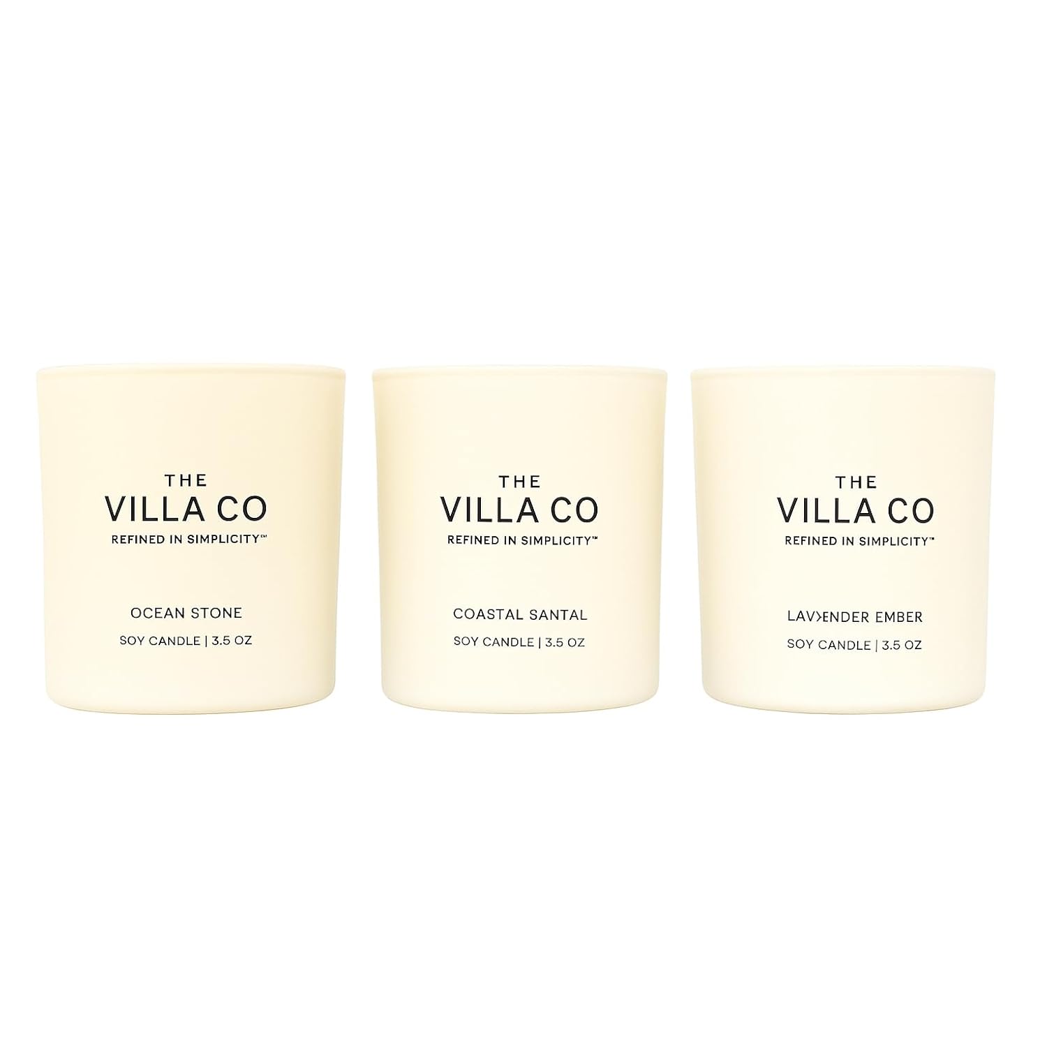 3 Candle Luxe Box Gift Set | Ocean Stone | Lavender Ember | Coastal Santal | 3.5Oz Each | Poured In The Usa |