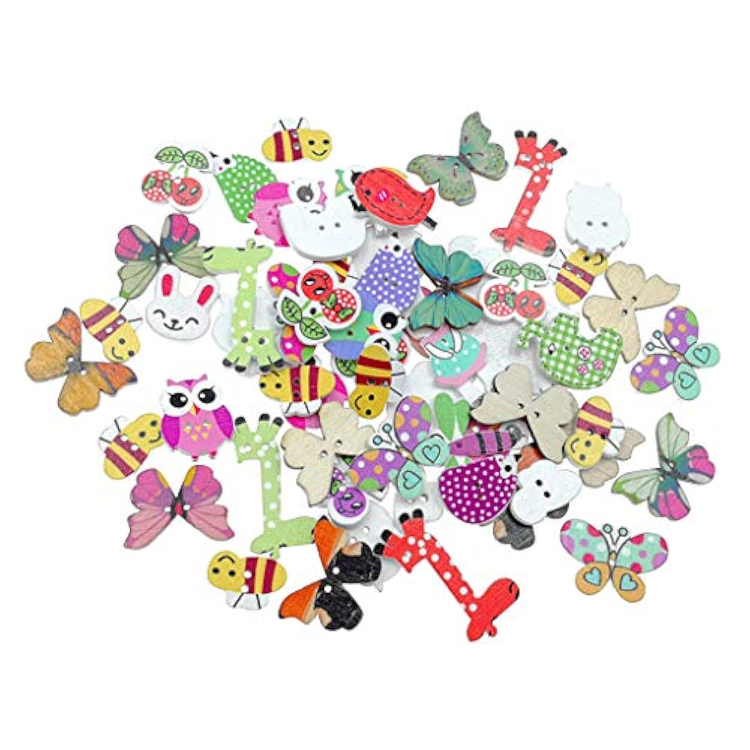 Wooden Buttons Natural Wood 2-Holed Fastener Buttons For Sewing Knitti