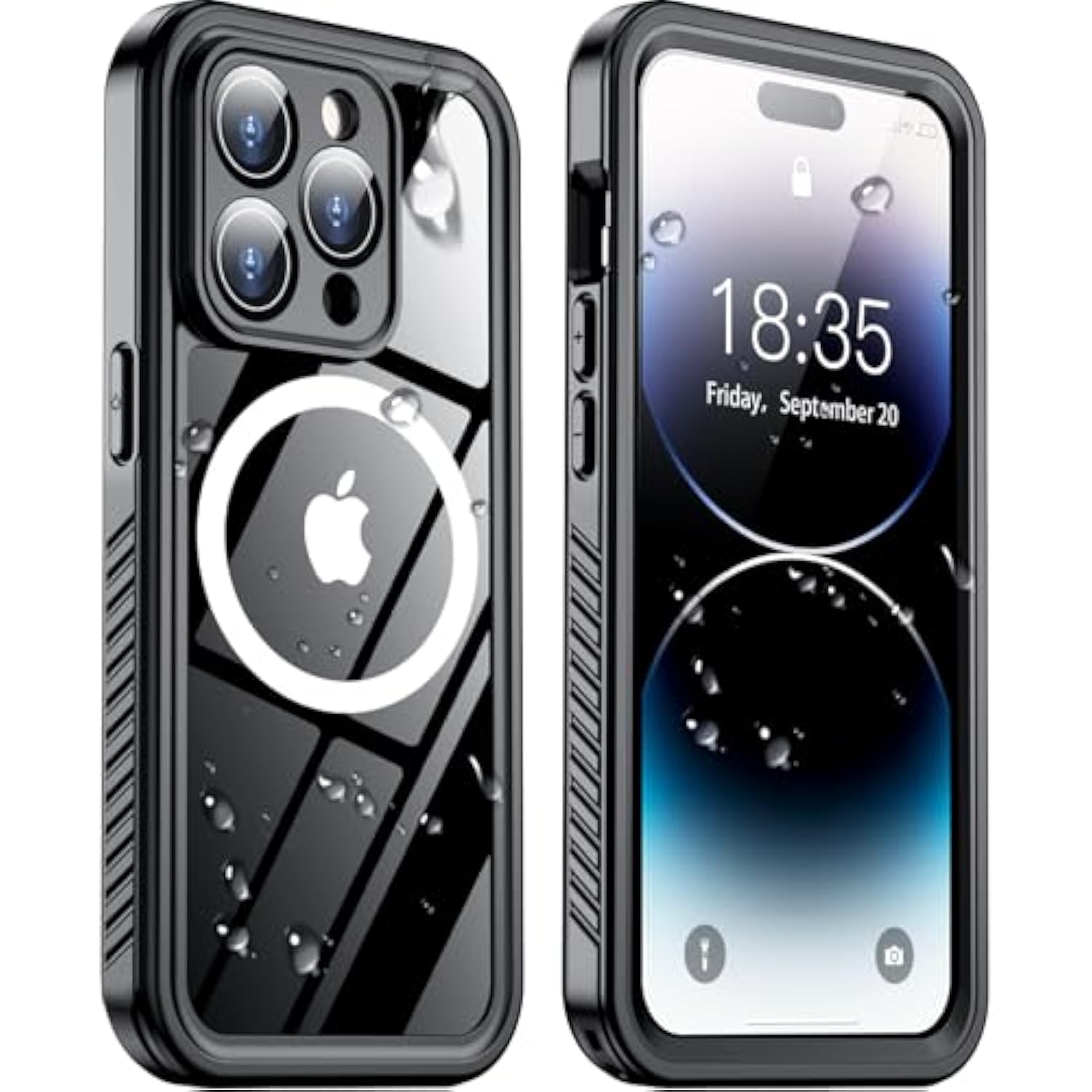 Magnetic For Iphone 14 Pro Max Case Waterproof,Built-In Screen Protector[Ip68 Underwater][Upgrade Military Dropproof][Compatible With Magsafe] Full Body Shockproof Translucent Case 6.7''